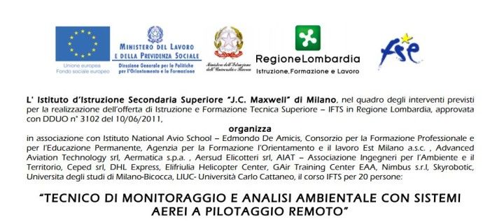 immagine di corso tecnico monitoraggio ambientale con i droni