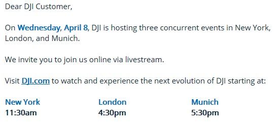 evento in diretta DJI