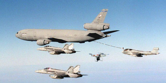 ricostruzione di un near miss tra un drone e un aereo cisterna KC10