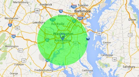 raggio di 30 miglia per noflyzone intorno a Washington