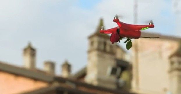 drone consegna rose rosse per san valentino