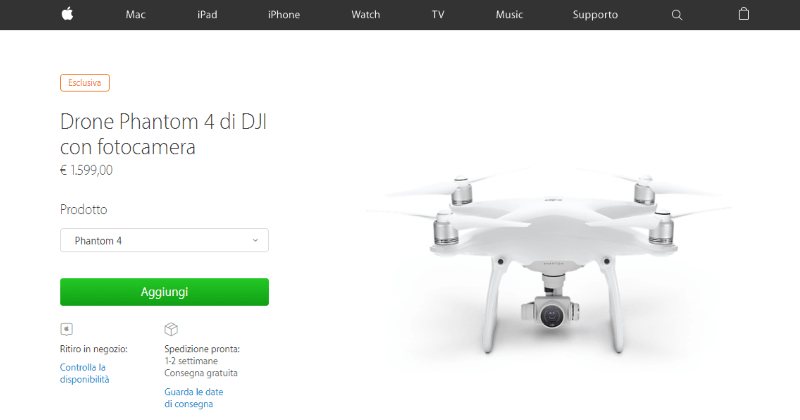 dji phantom 4 esclusiva apple store