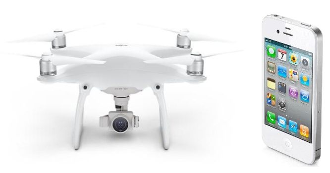 drone phantom 4 e iphone 4