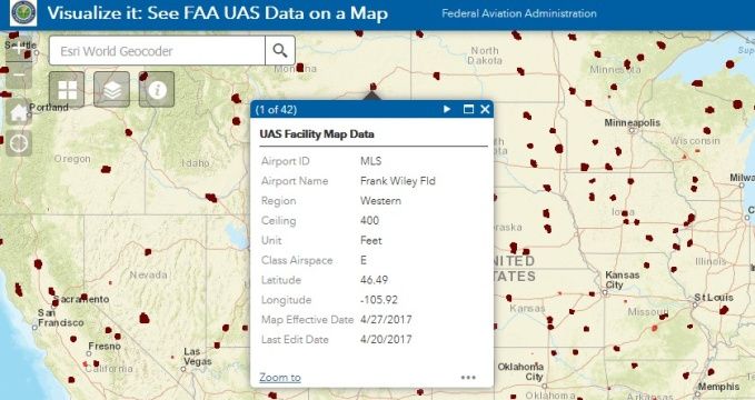 immagine di mappe faa per droni professionali