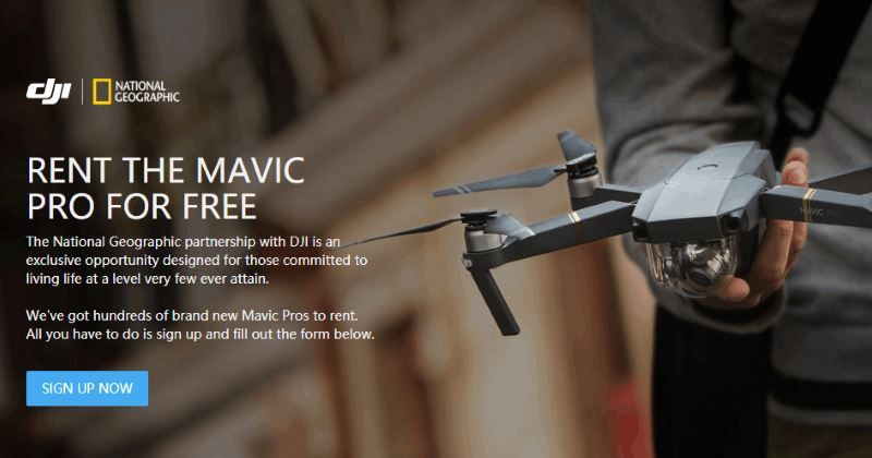 mavic pro in prestito gratis per 2 settimane