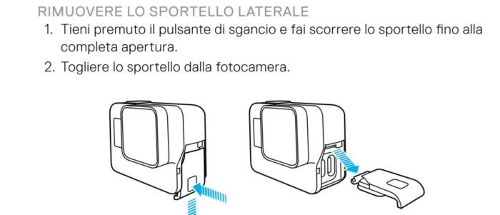 immagine di rimozione sportello.laterale.gopro hero6