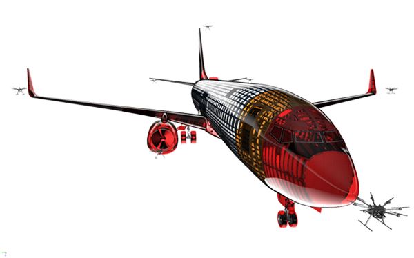 impatto multirotore aereo di linea