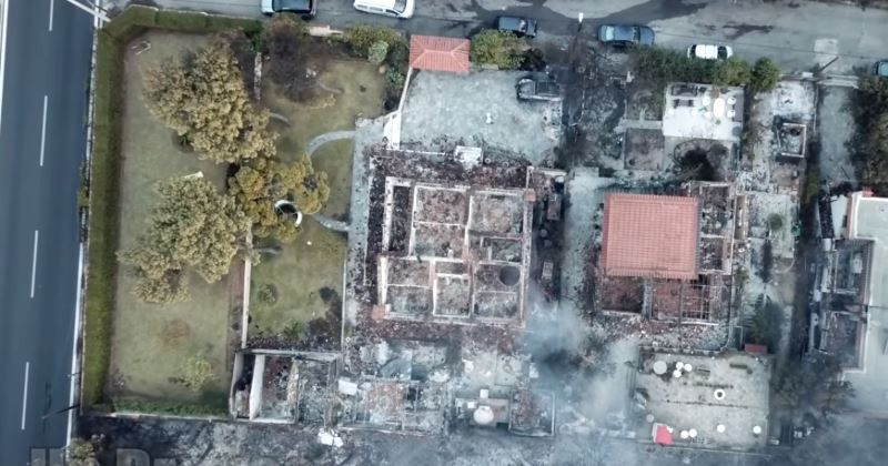 drone riprende incendio vicino atene