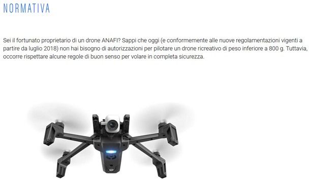 immagine di parrot errore normativa drone anafi