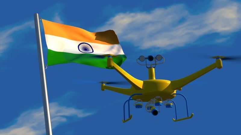 drone con bandiera dell'india