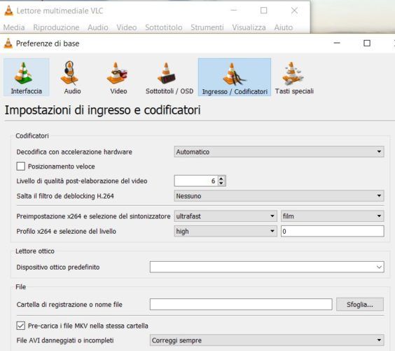 immagine di vlc correggi sempre