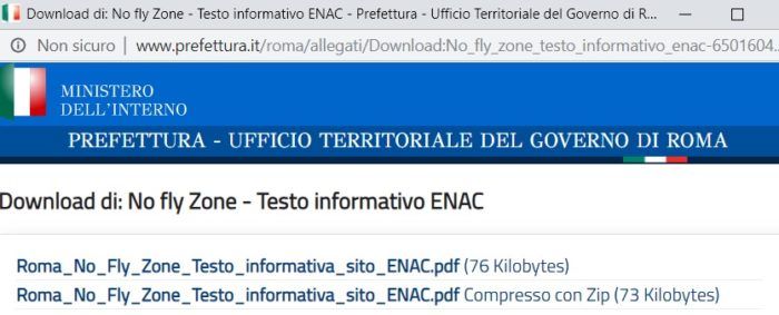 immagine di noflyzone testo.su prefettura roma enac