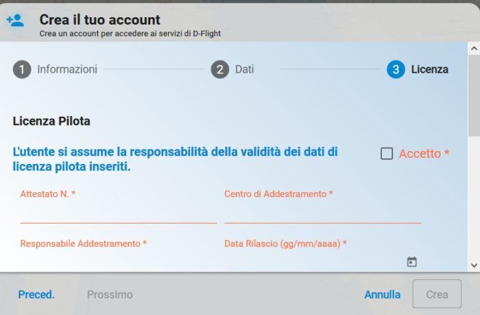 immagine di d flight nessun pulsante crea