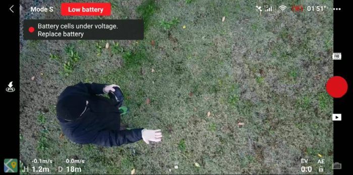 immagine di mavic mini low battery under voltage