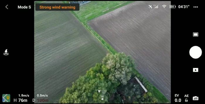 immagine di mavic mini strong wind warning