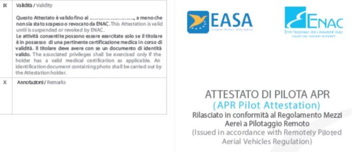 immagine di attestato operazioni critiche enac easa
