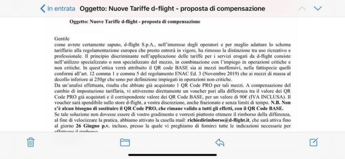 immagine di email d flight rimborso