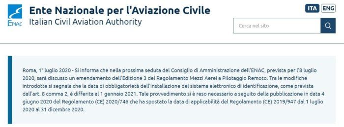 immagine di enac nota spostamento transponder