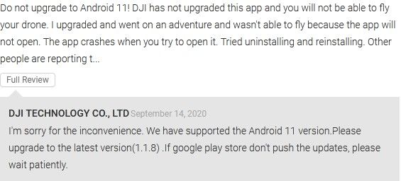 immagine di app dji fly blocco android 11