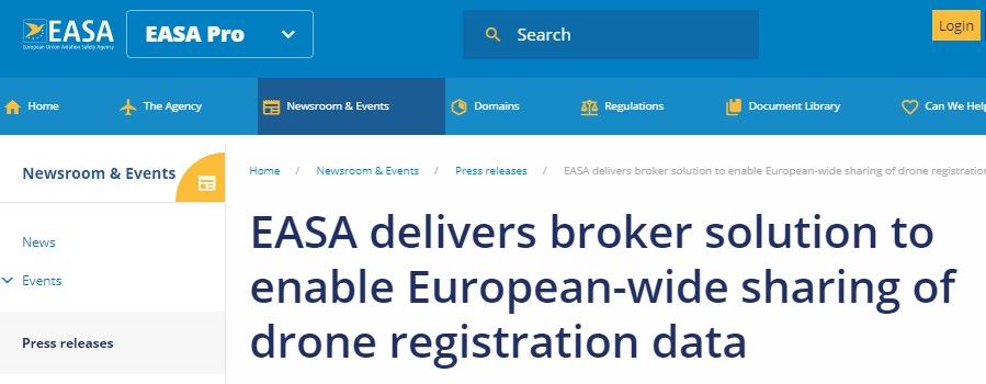 immagine di easa piattaforma unica registrazaione droni