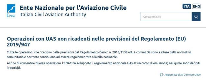 immagine di enac esenzione regomento 1139 art2 comma 3a