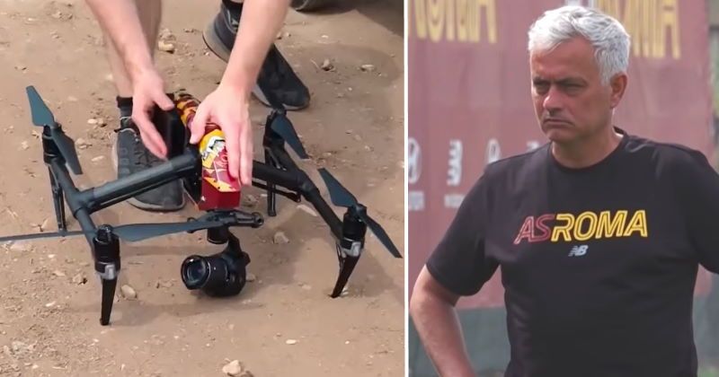 mourinho roma drone allenamento