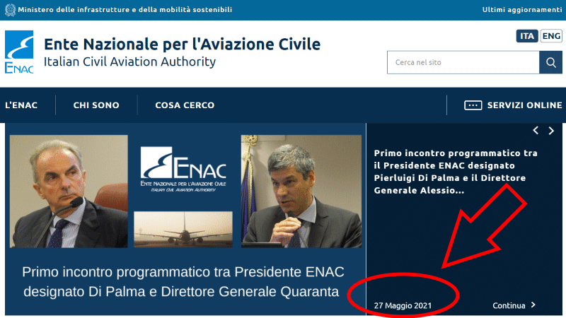 enac sito down backup maggio 2021