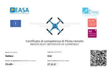 immagine di attestato uas a2