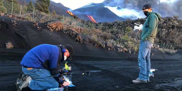 drone minoraggio gas vulcano la palma isole canarie