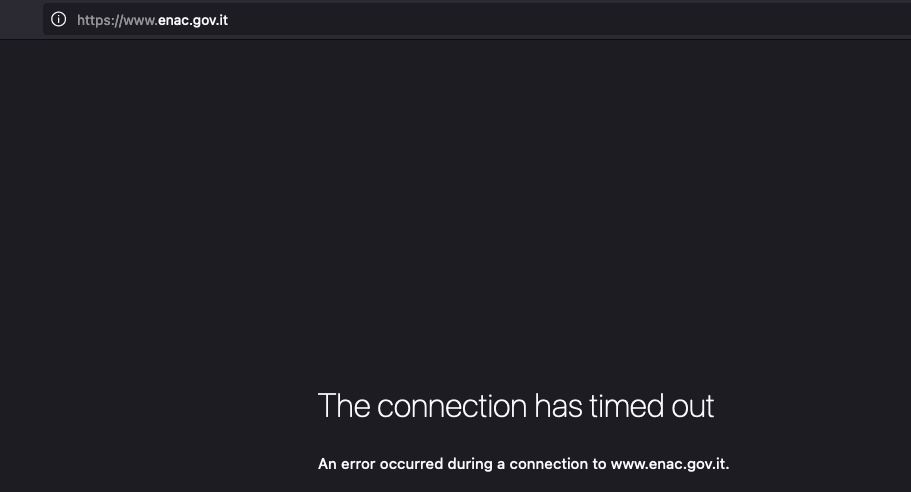 immagine di sito enac down