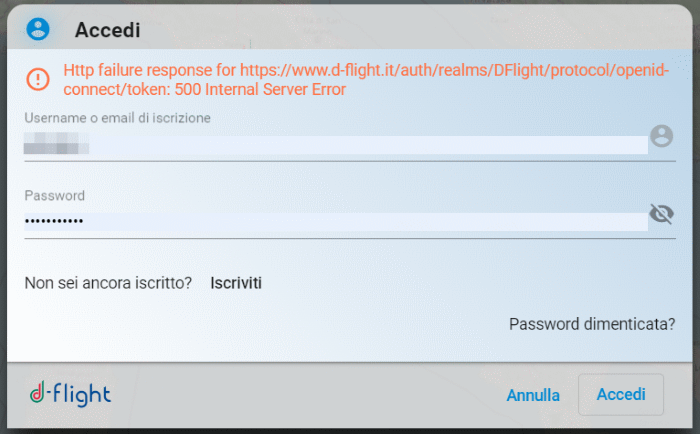 problemi accesso d-flight
