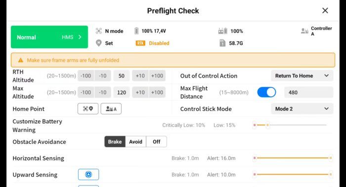 immagine di pre flight check mavic 3t