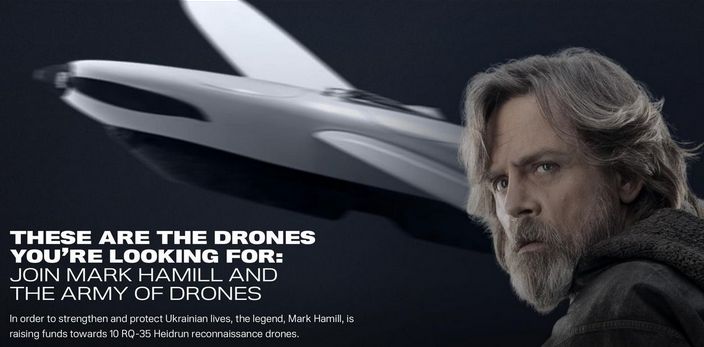 immagine di mark hamill raccolta fondi droni ucraina