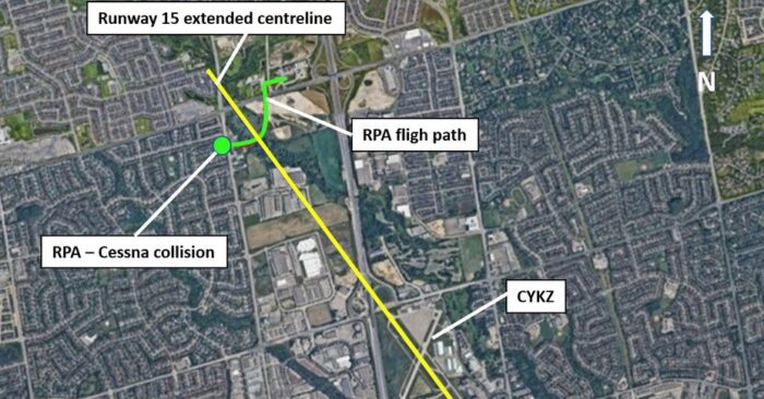 immagine di impatto drone polizia cessna
