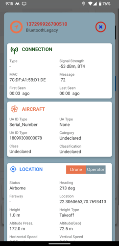 app airsentinel remote id droni monitoraggio