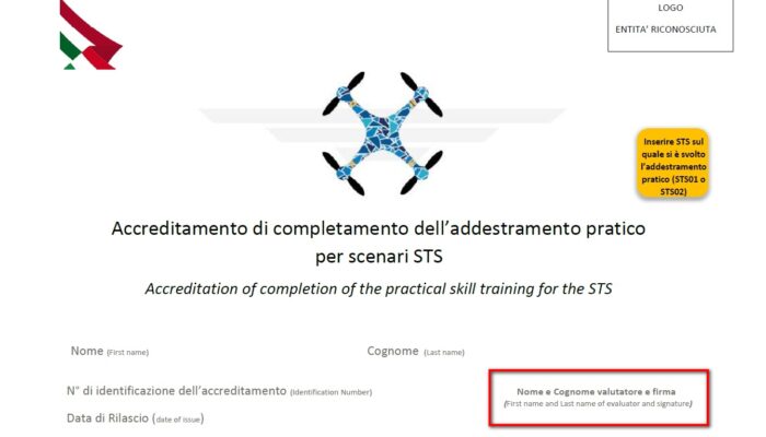 immagine di fac simile attestato it sts