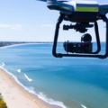 a drone patrolling a beach
