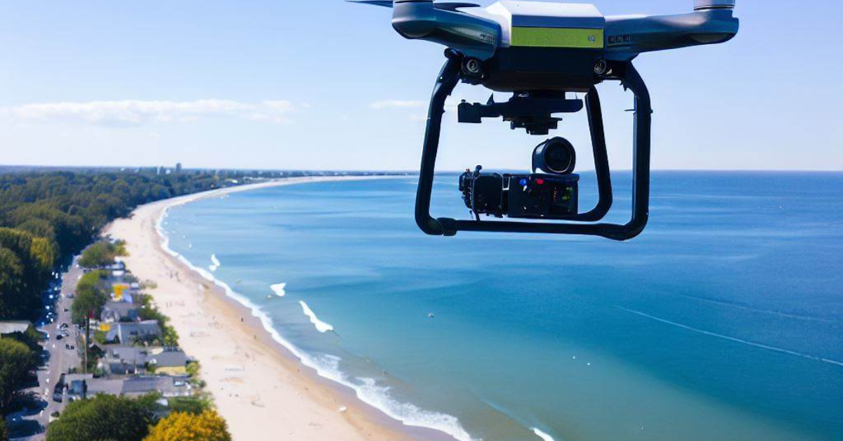 a drone patrolling a beach