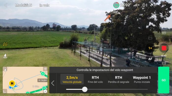 immagine di parametri impostazione waypoint