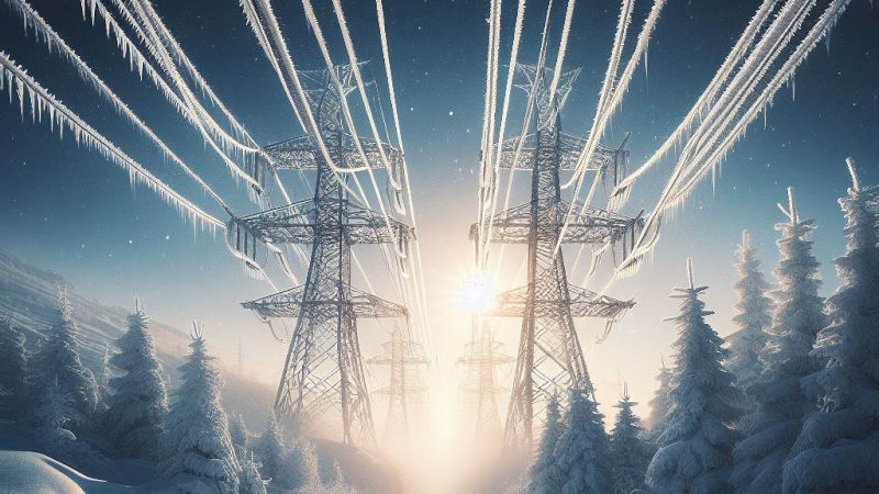 cina droni per rimuovere il ghiaccio dai cavi dell'alta tensione