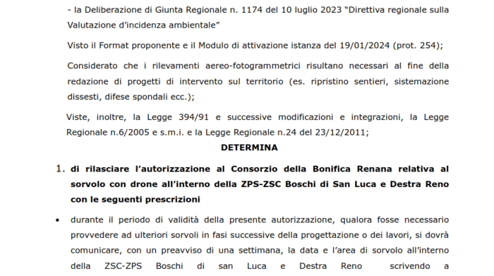 immagine di autorizzazione ente parco san luca