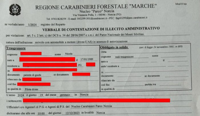 immagine di verbale drone sibillini 1