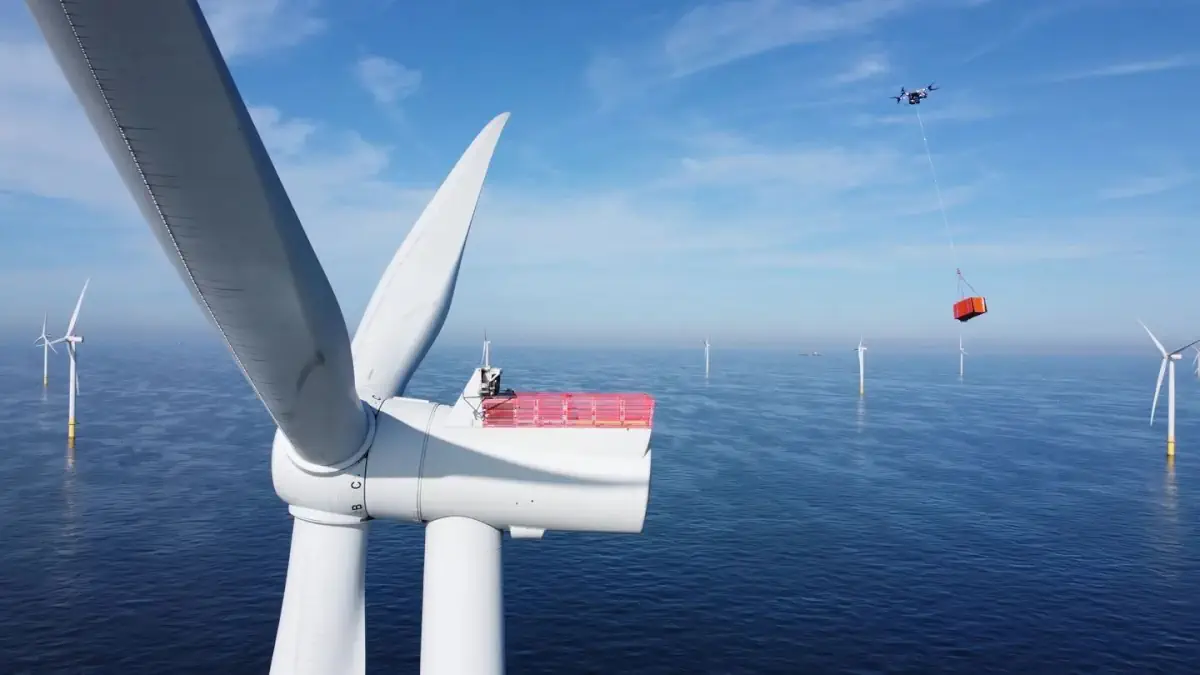 skylift flyingbasket consegna via drone su piattaforme eoliche offshore