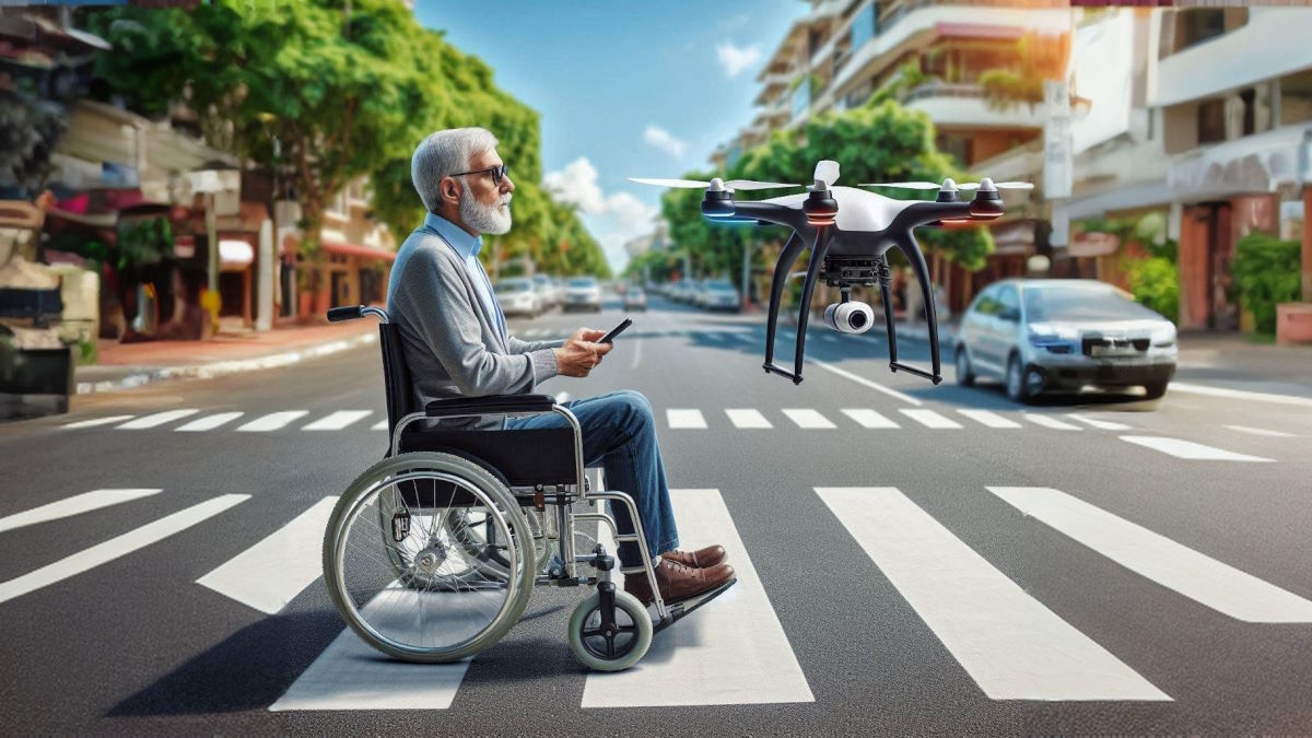 svizzera drone aiuta disabile su sedia a rotelle smart