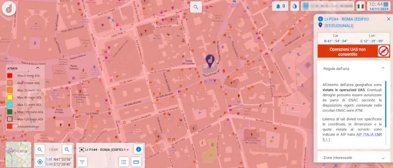 d-flight roma fontana di trevi no drone zone