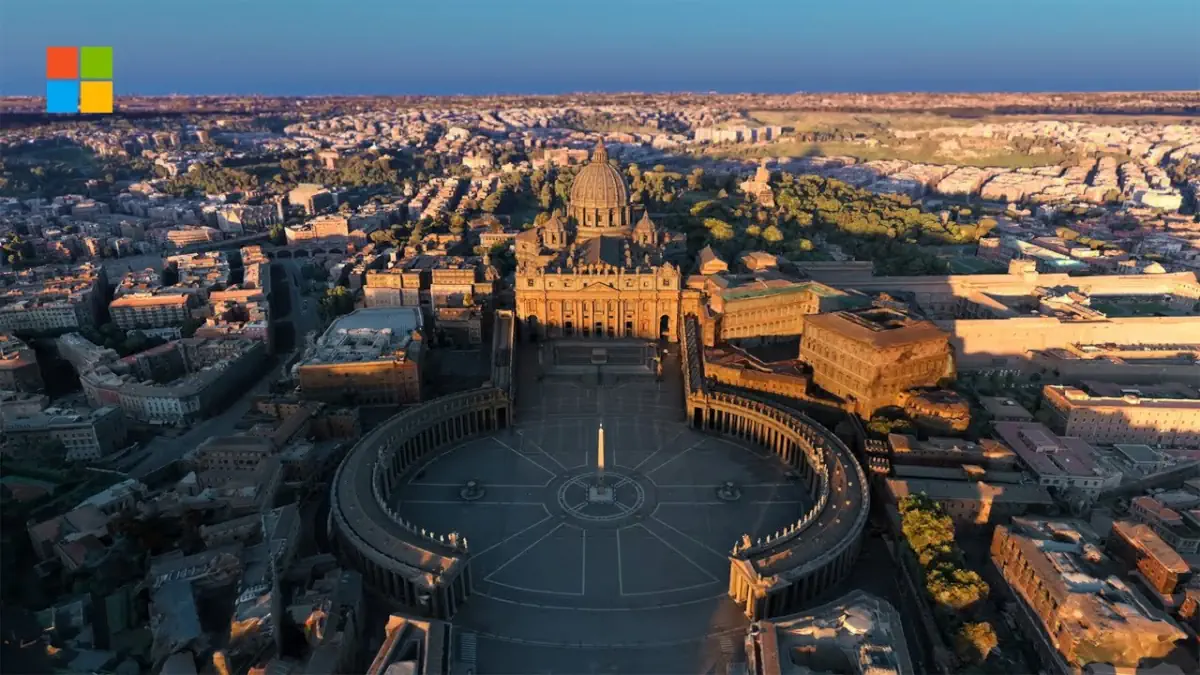 microsoft usa droni e ia per copia virtuale 3D basilica di san pietro