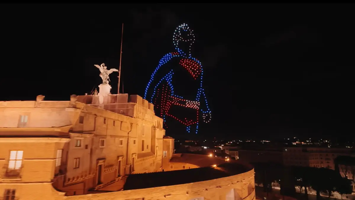 drone show roma castel sant angelo film superman