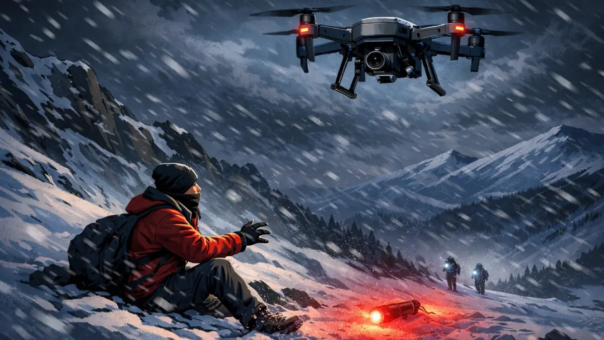 usa colorado drone lancia torcia e salva vita di escursionista