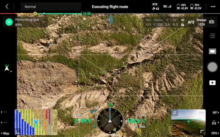 immagine di visuale schermo drone per frana niscemi