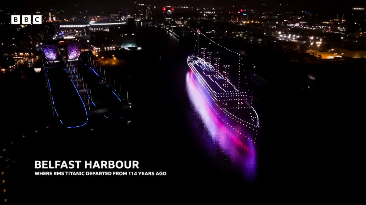 bbc 950 droni riportano in vita il titanic nel porto di belfast